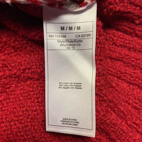 Roxy Red and White Nordic Hoodie Sweater - Picture 5 of 6